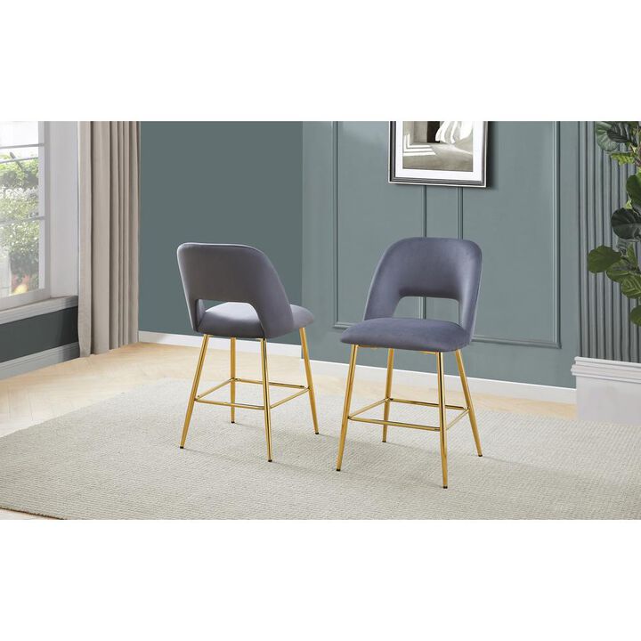 Dark Grey velvet upholstery counter height chairs *SET OF 2*