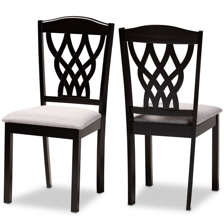 Baxton Studio Delilah Modern Grey Fabric Upholstered Wood 2 Piece Dining Chair Set