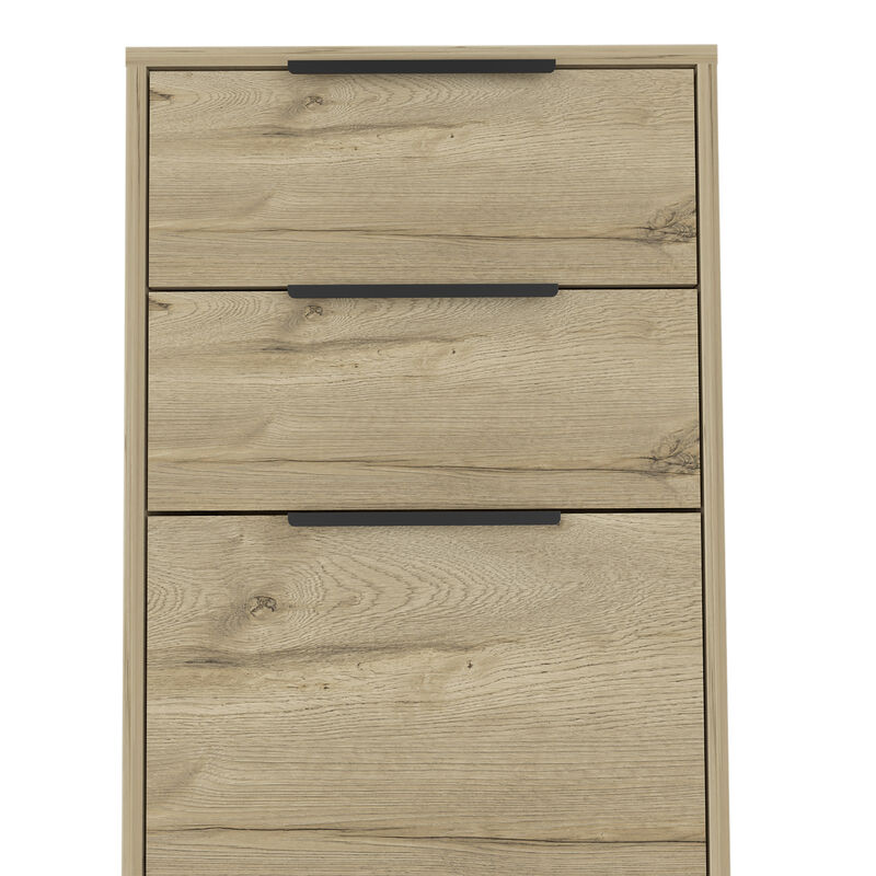 DEPOT E-SHOP Begonia Light Dresser, Superior Top,Three Drawers, Hairpin Legs, Light Oak