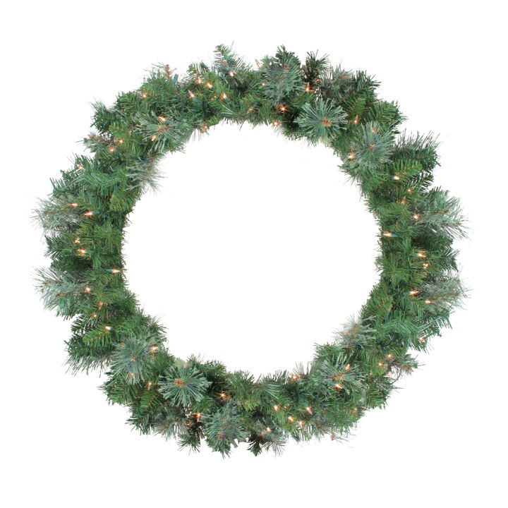 Pre-Lit Mixed Cashmere Pine Artificial Christmas Wreath - 36-Inch  Clear Lights