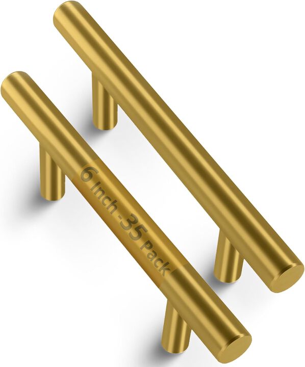 Mega Handles 35 Pack I Cabinet Pulls 6 Inch, Stainless Steel Cabinet Handle Pulls I Ideal for Kitchen Drawer, Cabinets, Door, Cupboard I Hardware for Cabinets - Hole Distance 3.75 Inch