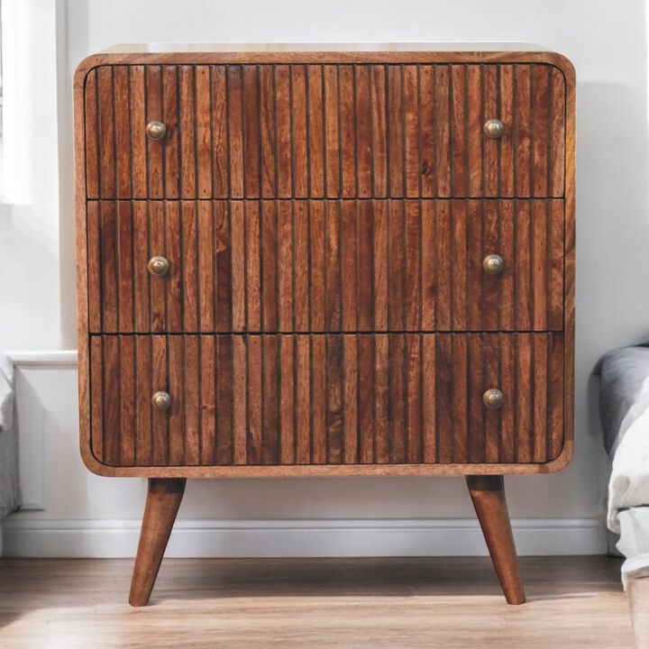 Artisan Furniture Solid Wood Honey Caramel T-bar Ridged Chest