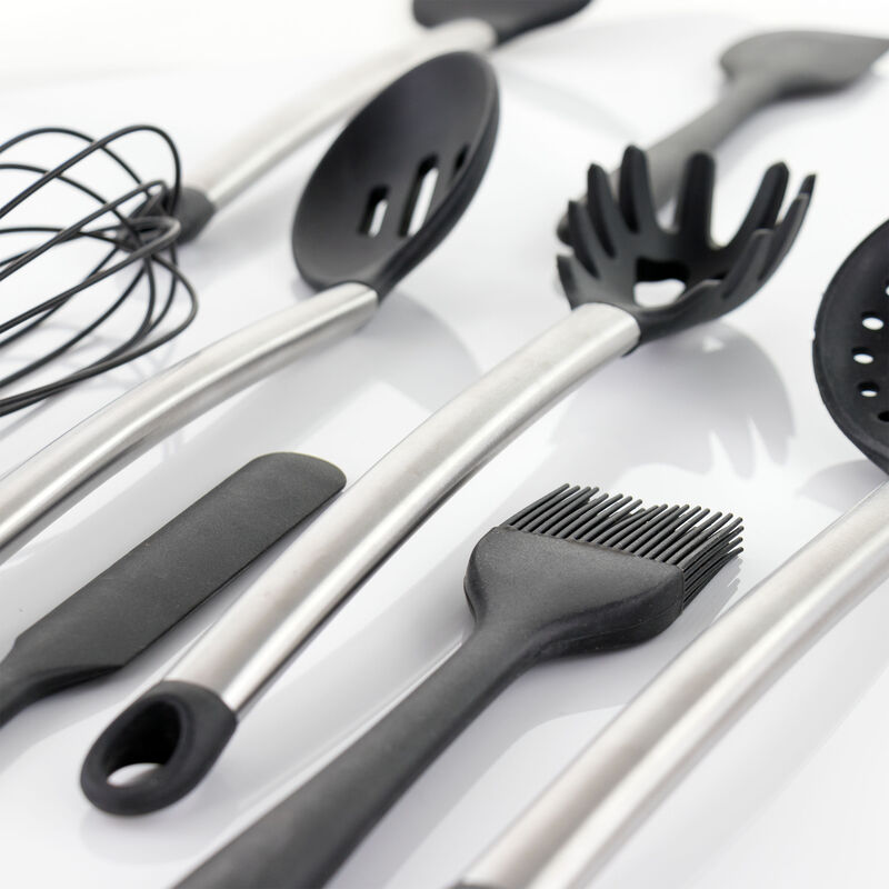 MegaChef Gray Silicone and Stainless Steel Cooking Utensils, Set of 14