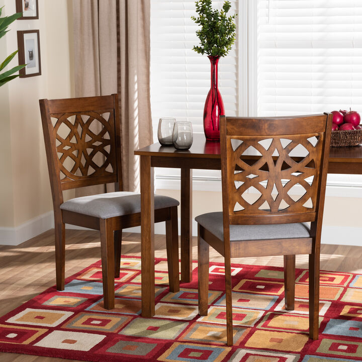 Baxton Studio Abigail Grey Fabric and Walnut Brown Finished Wood 2-Piece Dining Chair Set