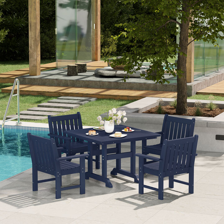 WestinTrends 5-Piece HDPE Outdoor Patio Chair and Square Table Dining Set