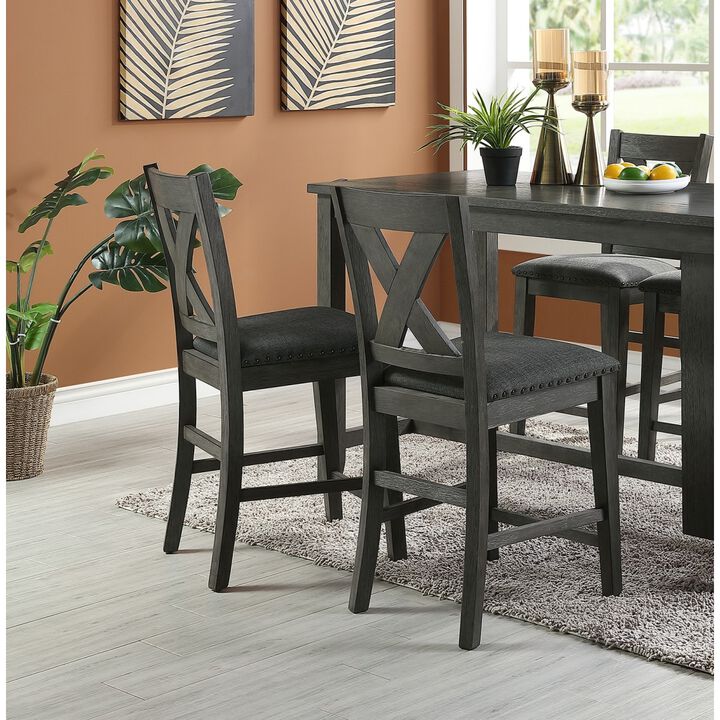 2 Modern Contemporary Dark Brown Counter Height Dining Chairs