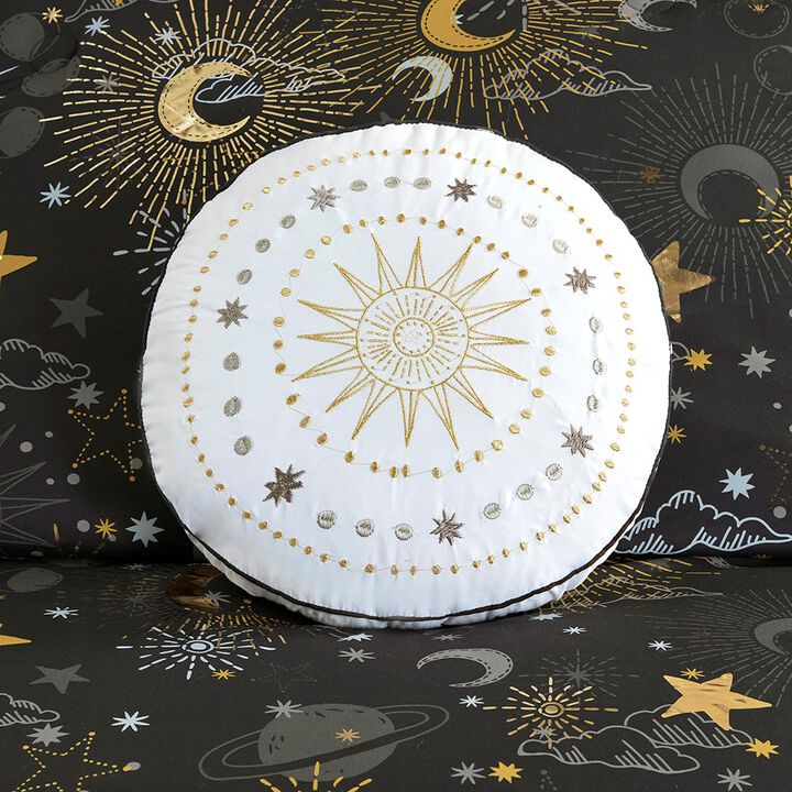Gracie Mills Dervan Celestial Dreams Starry Sky Metallic Comforter Set with Enchanting Throw Pillow