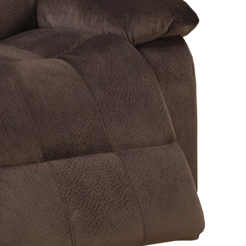 Rocker Recliner In Choco Brown Suede Fabric-Benzara
