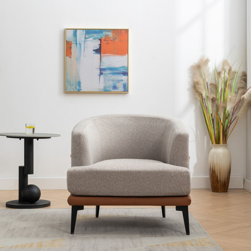 Modern Twotone Fabric Chair, Burnt Orange