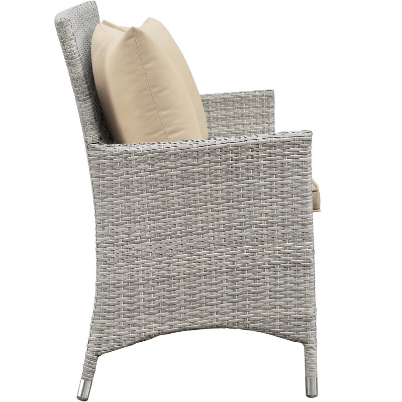 Bridge 4 Piece Outdoor Patio Patio Conversation Set with Pillow Set - Light Gray Beige