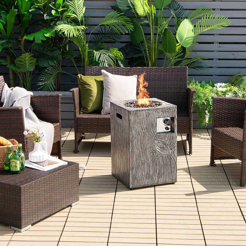 16 Feet Square Outdoor Propane Fire Pit with Lava Rocks Waterproof Cover 30 000 BTU