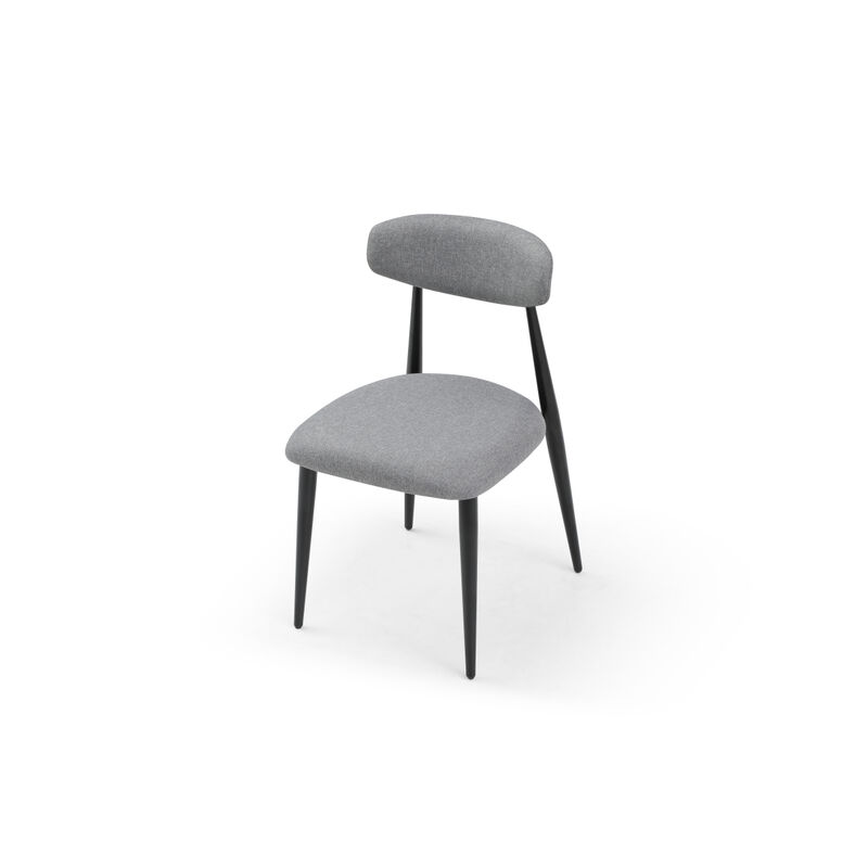 Dining Chairs Set of 4, Curved Backrest Round Upholstered And Metal Frame, Grey