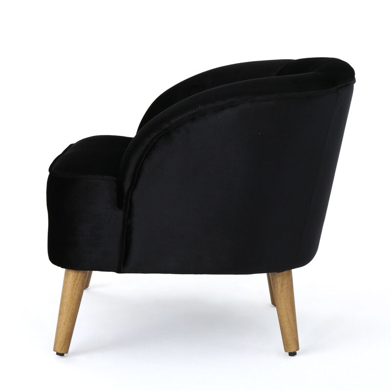 Merax Velvet Upholstery Accent Chair with Wooden Legs