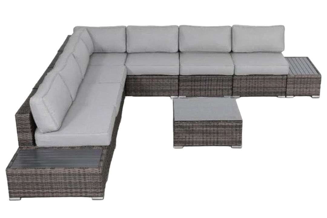 Living Source International 10-Piece Wicker / Rattan Sectional Set in Espresso