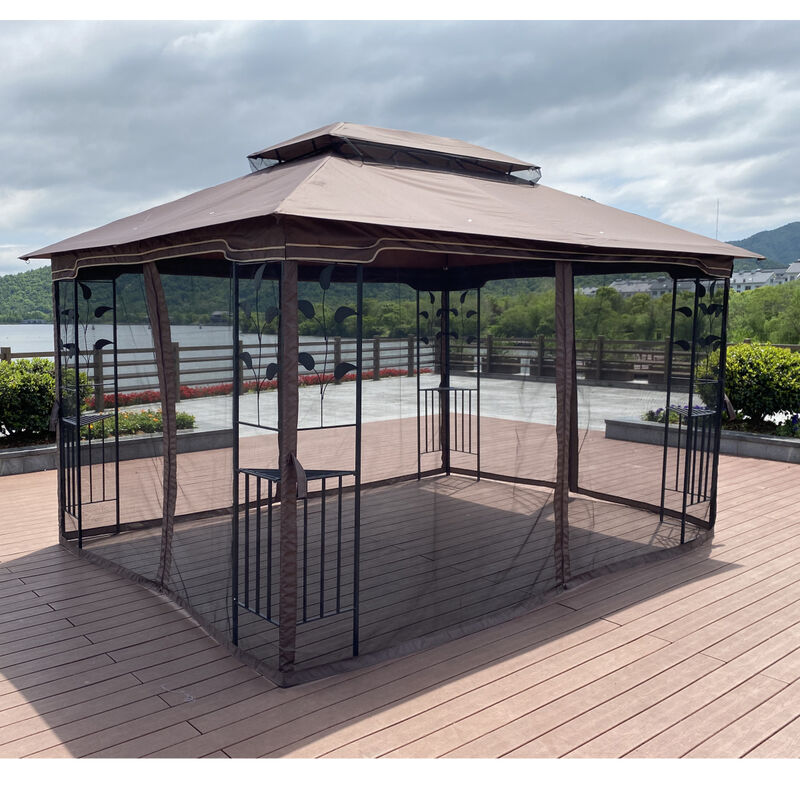 13 X 10 Outdoor Patio Gazebo Canopy Tent With Ventilated Double Roof And Mosquito Net