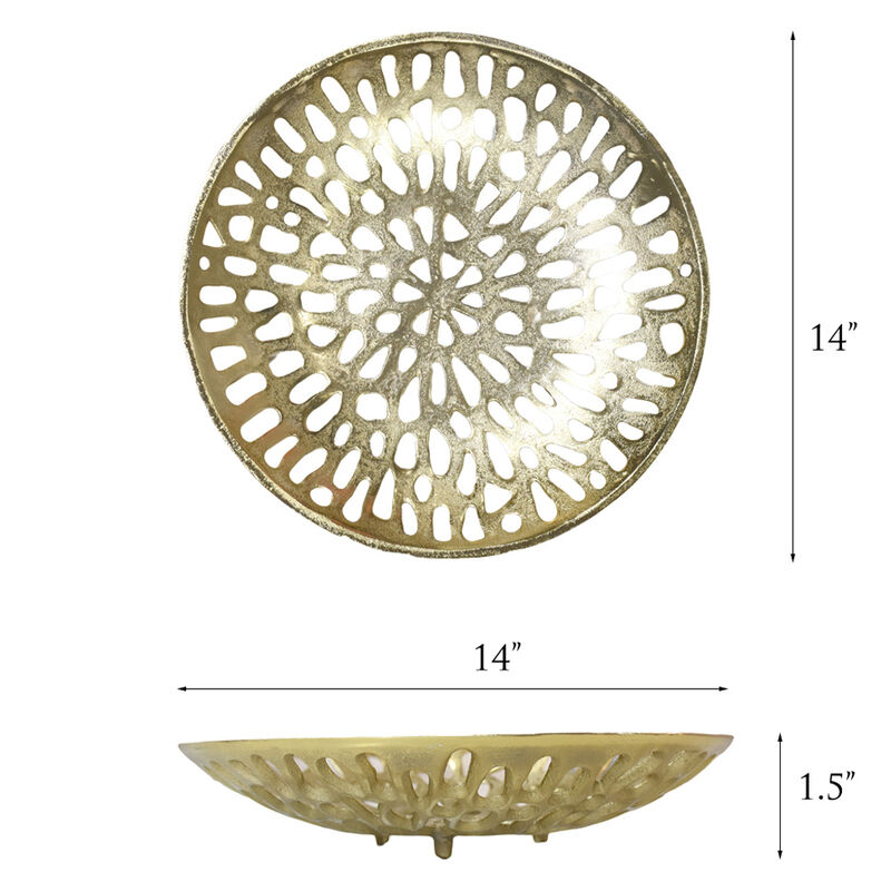 Handmade Decorative Gold Color Coated 5.51 x 5.51 x 1.37 Inches Aluminium Tray 063AB BBH Home's