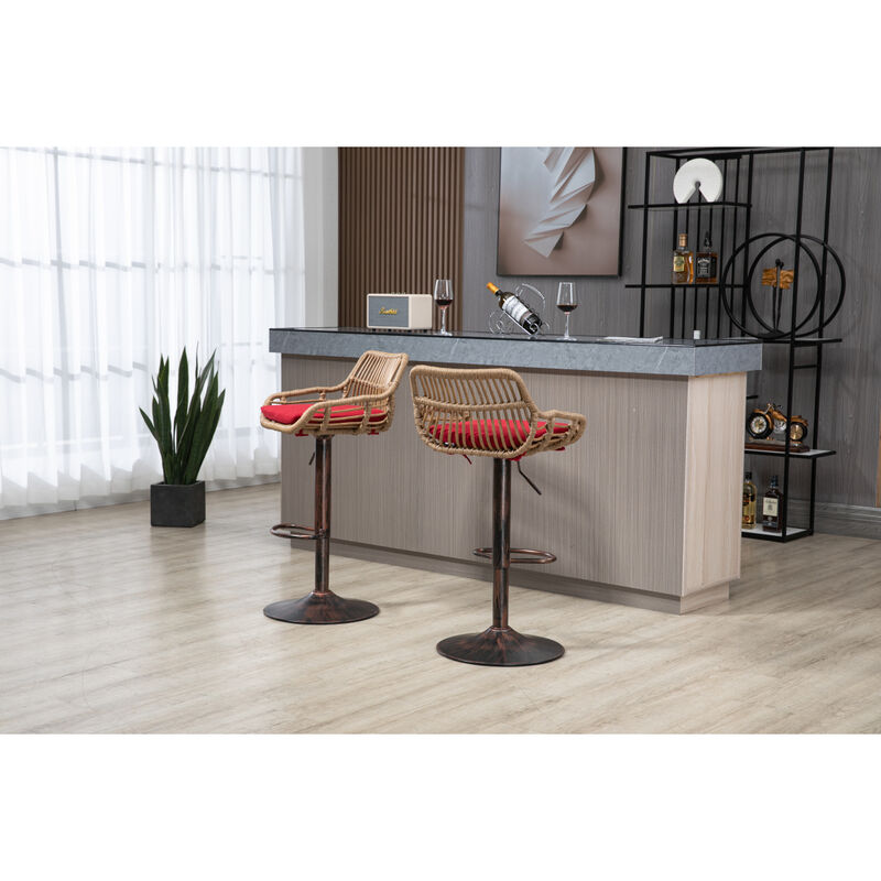 Swivel Bar Stools Set Of 2 Adjustable Counter Height Chairs With Footrest For Kitchen, Dining