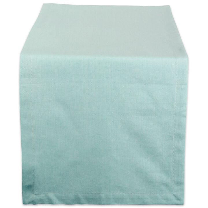14" x 72" Aqua Blue Rectangular Solid Chambray Cotton Table Runner