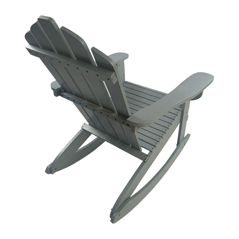 Reclining Wooden Outdoor Rocking Adirondack Chair, Walnut