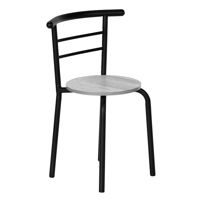 Monarch Specialties I 1207 Dining Table Set, 3pcs Set, Small, 32" L, Kitchen, Metal, Laminate, Grey, Black, Contemporary, Modern
