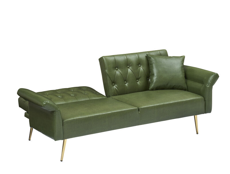 Merax Faux Leather Sleeper Sofa with Adjustment Armrests