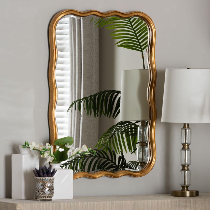 Baxton Studio Fredrika Antique Goldleaf Scalloped Wood Accent Wall Mirror