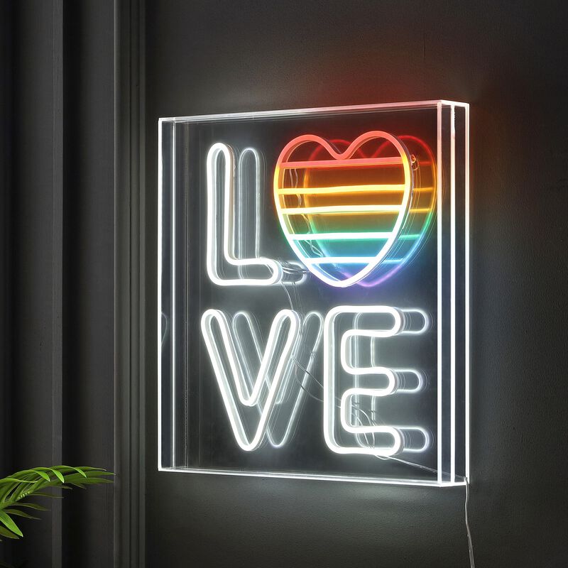 LOVE 15" Square Contemporary Glam Acrylic Box USB Operated LED Neon Light