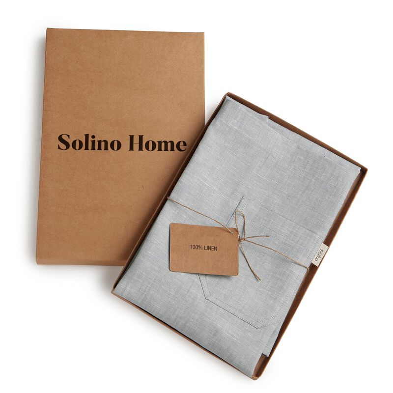 Solino Home 100% Pure Linen Bib Apron 32 x 27 Inch | Linen Kitchen Apron for Men and Women