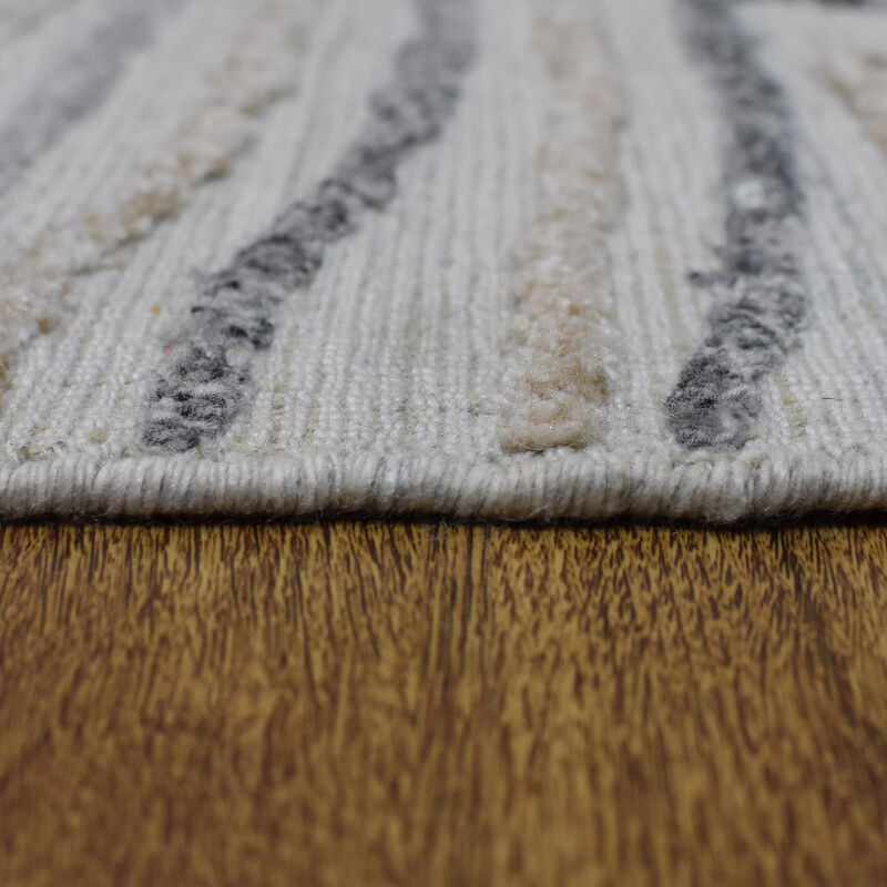 RUGSOTIC CARPETS HAND WOVEN FLAT WEAVE KILIM POLYESTER ECO-FRIENDLY AREA RUGS  - 3'x5', Rectangle Shape, Beige Multicolor Color, Abstract Modern Design, Low Pile  Handmade Area Rugs (DP0001)
