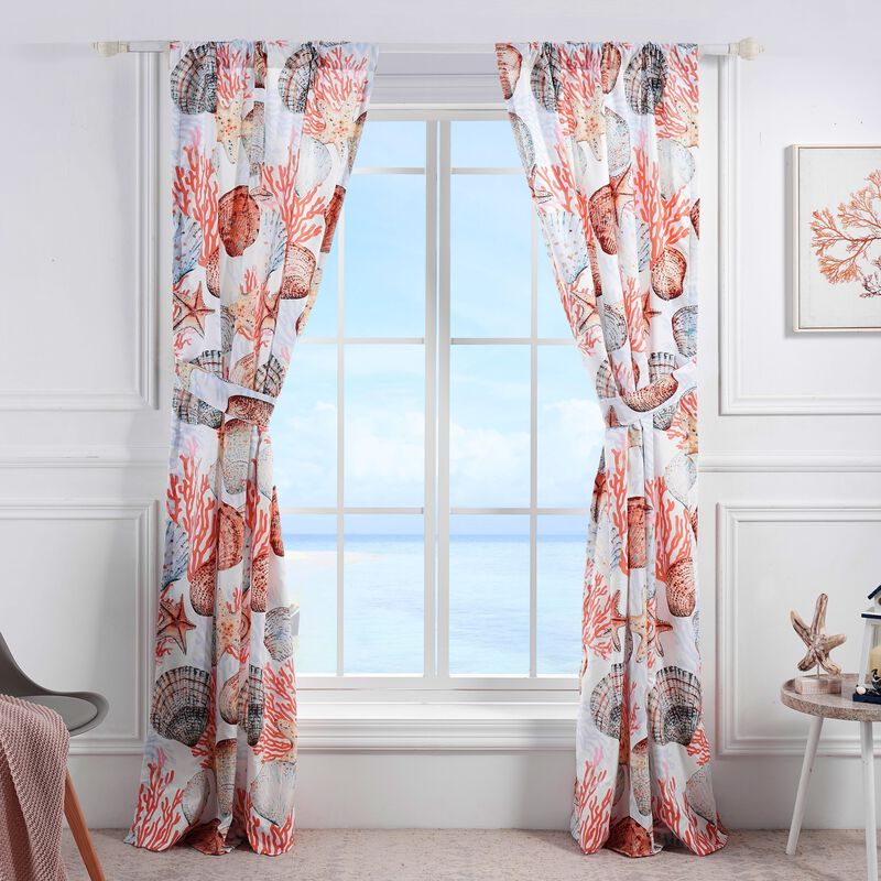 Greenland Home Fashions Beach Days Window Panel Pair - 42x84", Coral