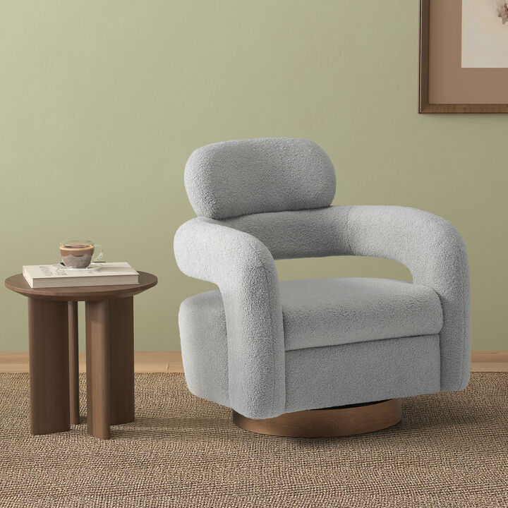 WestinTrends Mid-Century Modern Sherpa Swivel Barrel Accent Chair