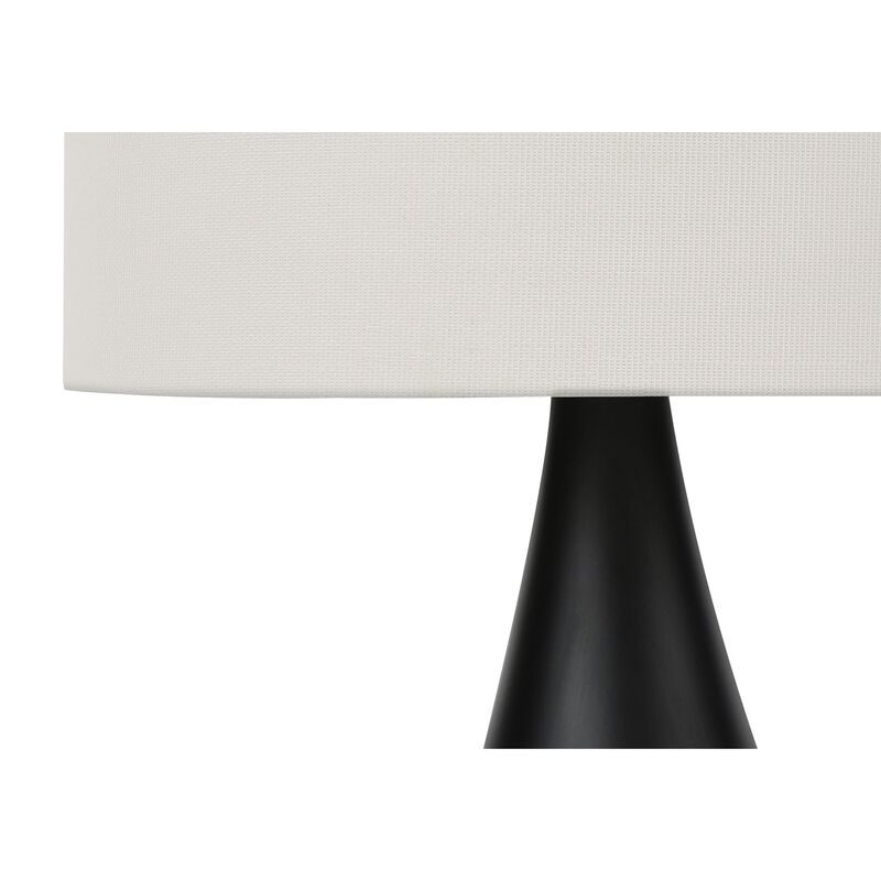 Monarch Specialties I 9639 - Lighting, Set Of 2, 18"H, Table Lamp, Black Metal, Ivory / Cream Shade, Contemporary