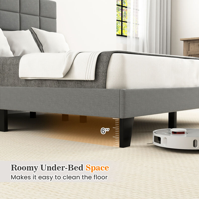 Modern Linen Bed Frame with Adjustable Headboard for Customizable Comfort and Stylish Bedroom Design