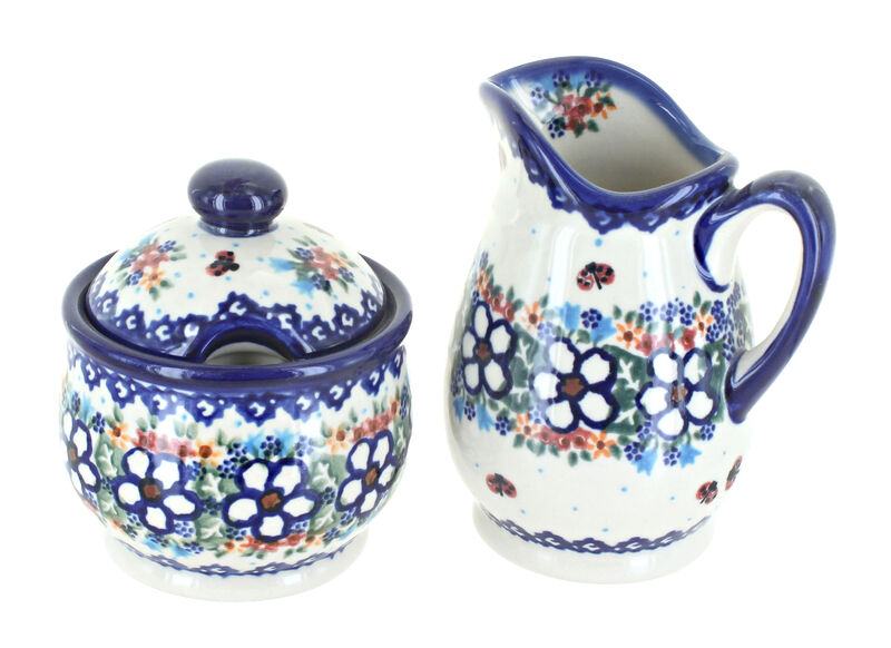 Blue Rose Polish Pottery Scarlett Cream & Sugar Set