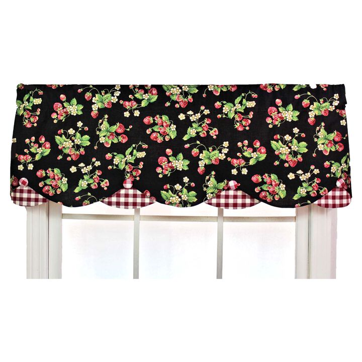 Strawberry Style Fields Petticoat 3" Rod Pocket Valance 50" x 15" Black by RLF Home
