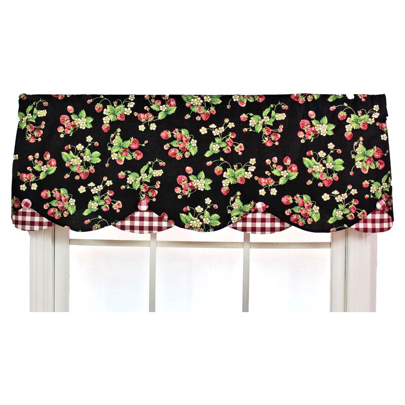 Strawberry Style Fields Petticoat 3" Rod Pocket Valance 50" x 15" Black by RLF Home