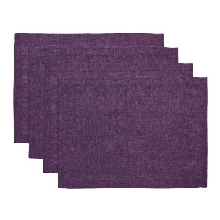 Solino Home 100% Pure Linen 14 x 19 Inch Placemats Set of 4 | Athena