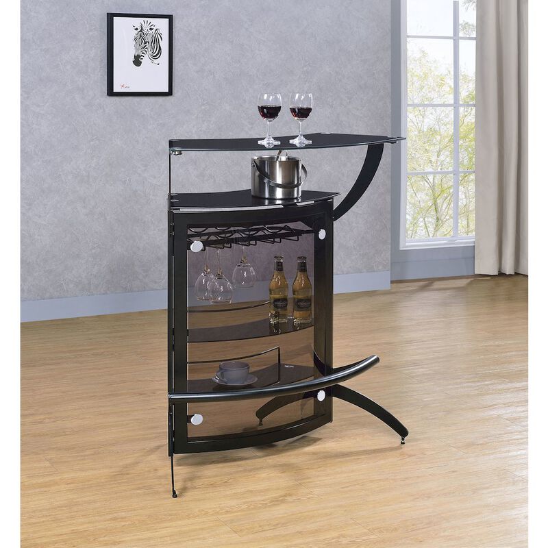 Coaster Co. of America Dallas 2-shelf Curved Freestanding Home Bar Cabinet Black