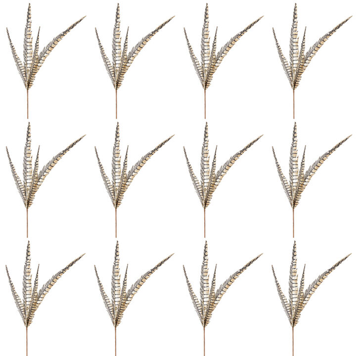 Set of 12 Faux Pheasant Feather Picks for Unique Floral Arrangements and Décor