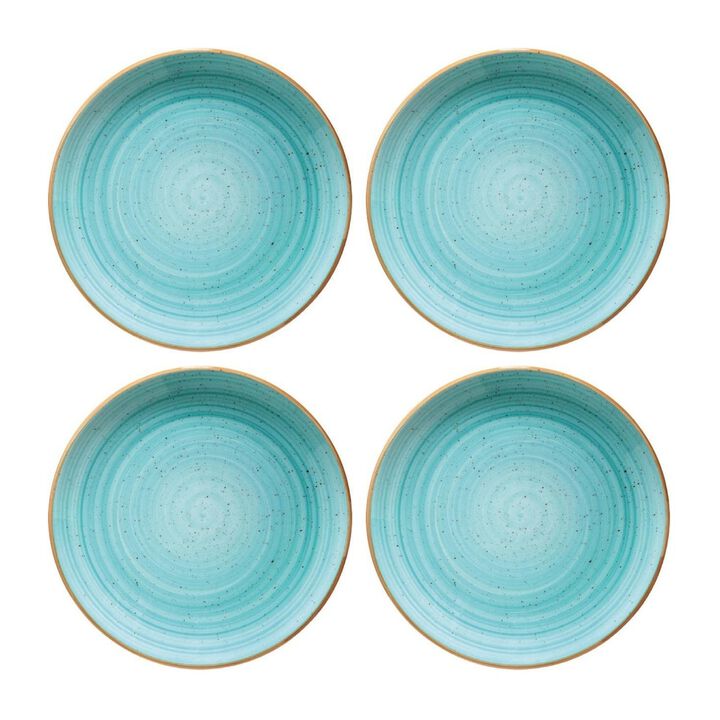 Aqua dia.8.25" Round Blue Porcelain Plate (Set of 4)