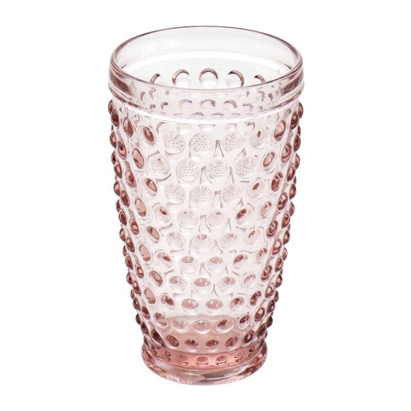 Martha Stewart 6 Piece Hobnail Handmade Glass Tumbler Set in Pink