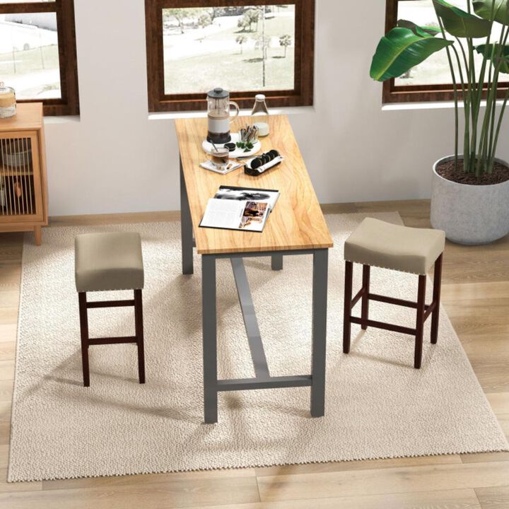 Hivvago Set of 2 25 Inch Bar Stool with Curved Seat Cushions