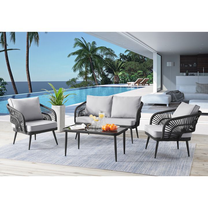 Inspired Home Arsema  Outdoor 4pc Seating Group
