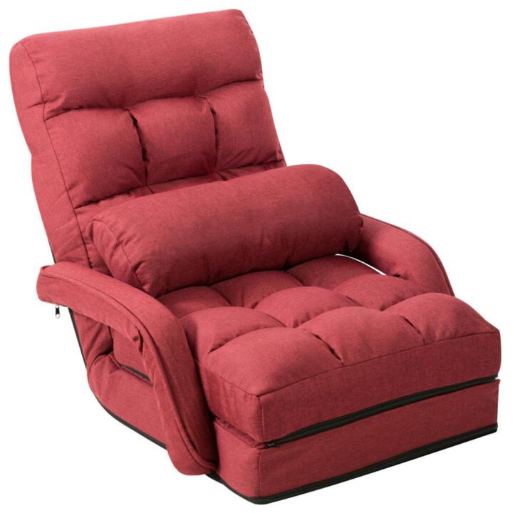 Hivvago Folding Lazy Floor Chair Sofa with Armrests and Pillow