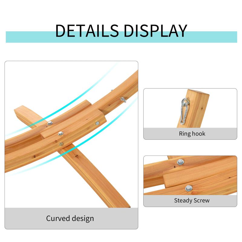 Wooden Relaxation: 11' Universal Hammock Stand for Garden/Picnic