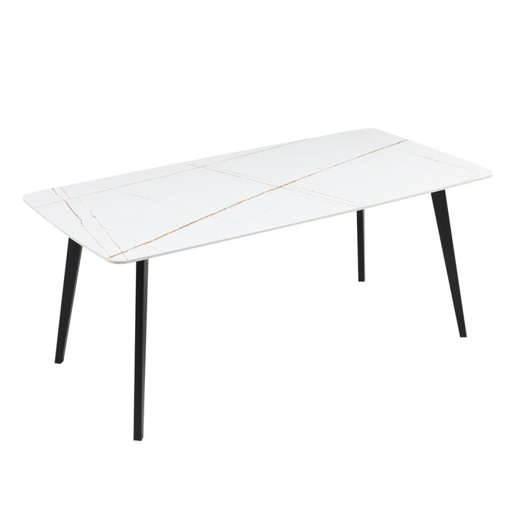 Porcelain Dining Table White 70"