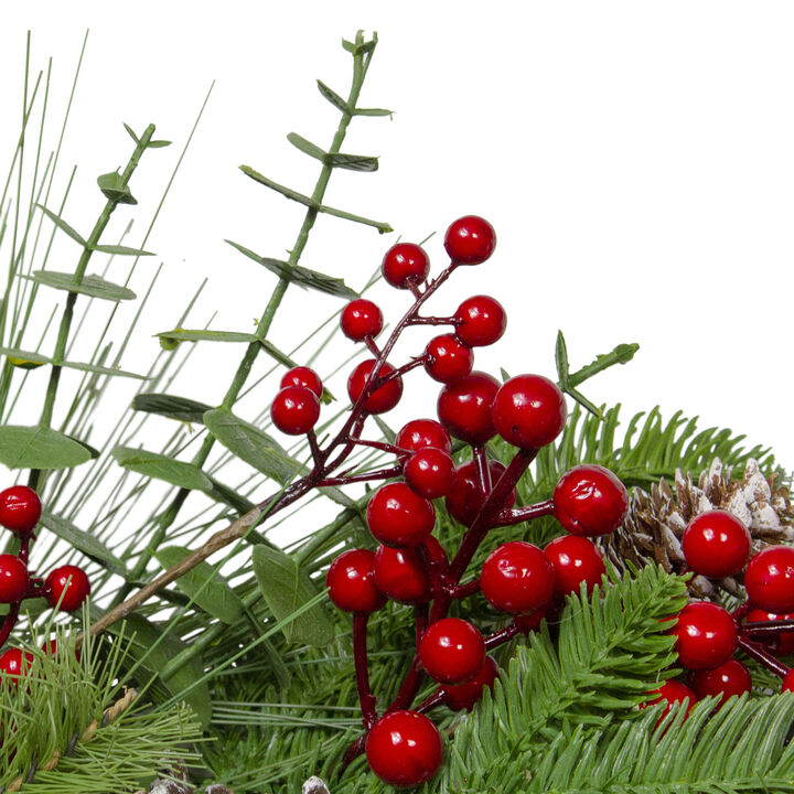 Holly Berries and Snowy Pinecones Artificial Christmas Wreath - 24-Inch  Unlit