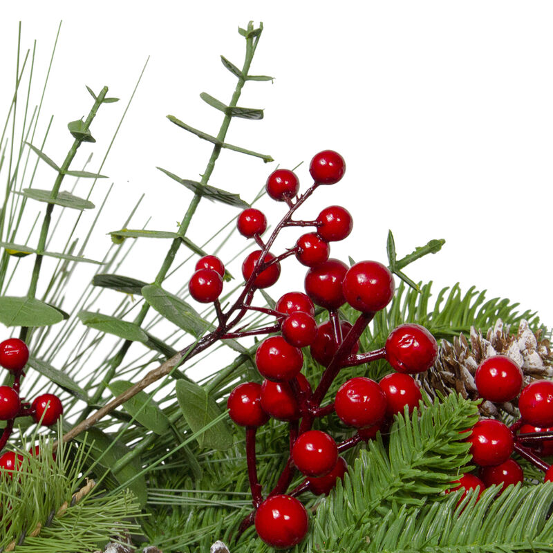 Holly Berries and Snowy Pinecones Artificial Christmas Wreath - 24-Inch  Unlit