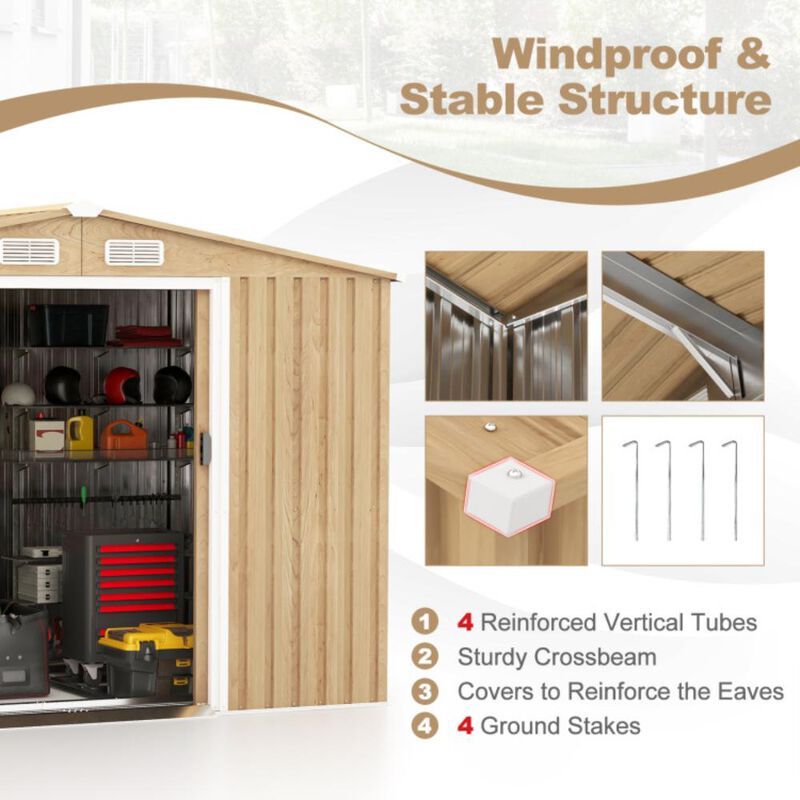 Hivvago Weather Resistant Galvanized Steel Shed with Tilted Roof for Backyard Garden Patio Lawn