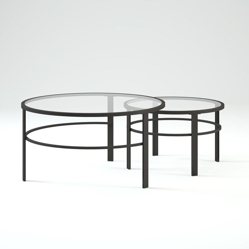 Hudson&Canal Gaia Round Nested Coffee Table in Blackened Bronze